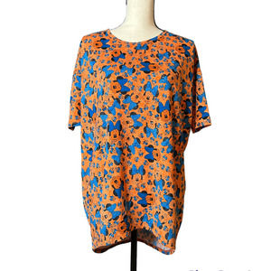 New LuLaRoe Disney Irma Hi-Lo Tunic Orange and Blue Minnie Mouse w/Bows Size XS